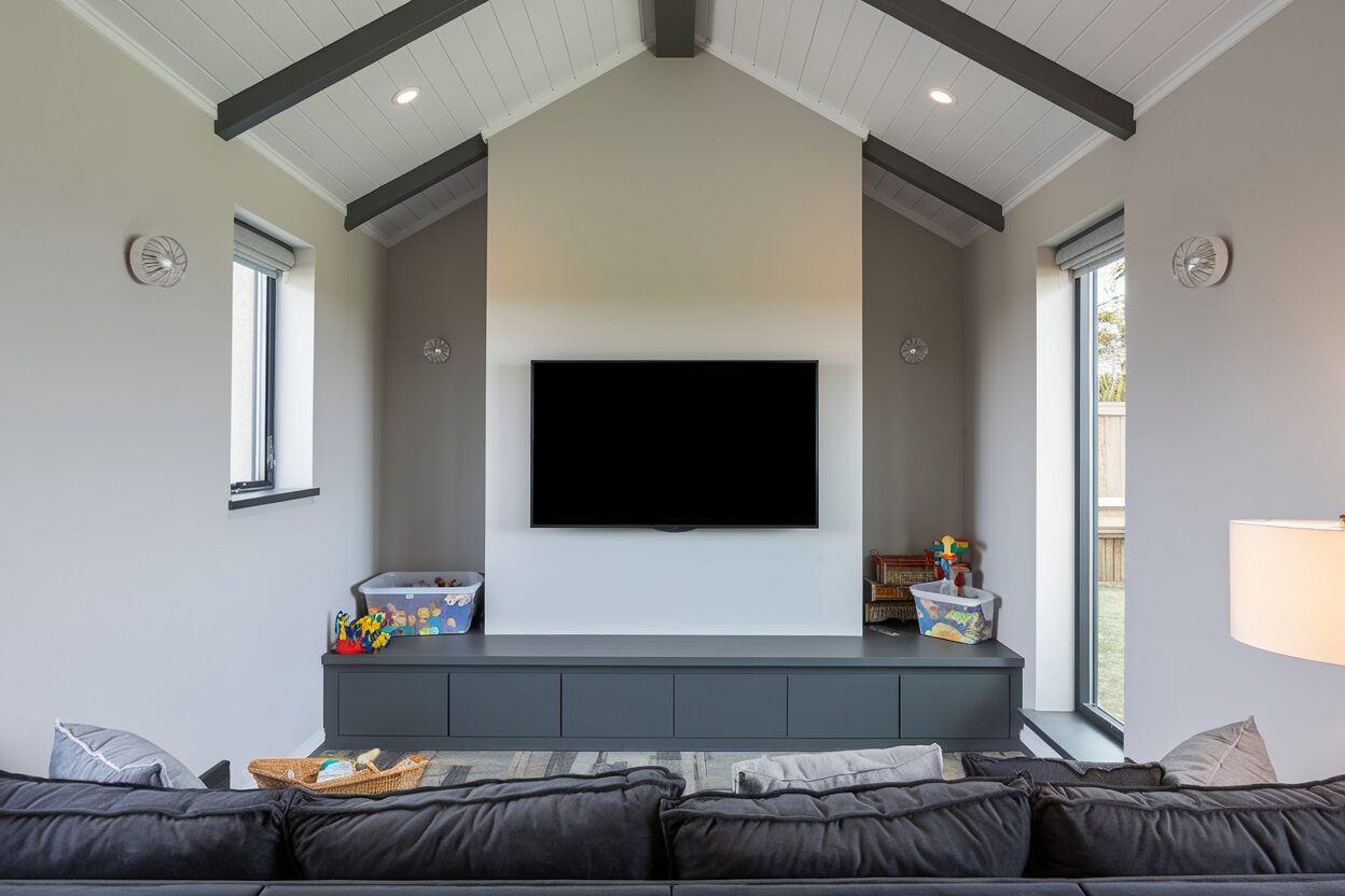 TV wall mounting with hidden cables
