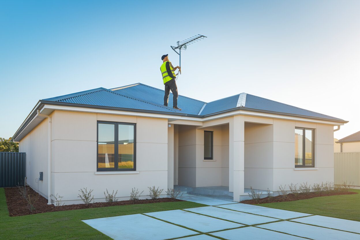 Professional TV antenna installation on Perth home